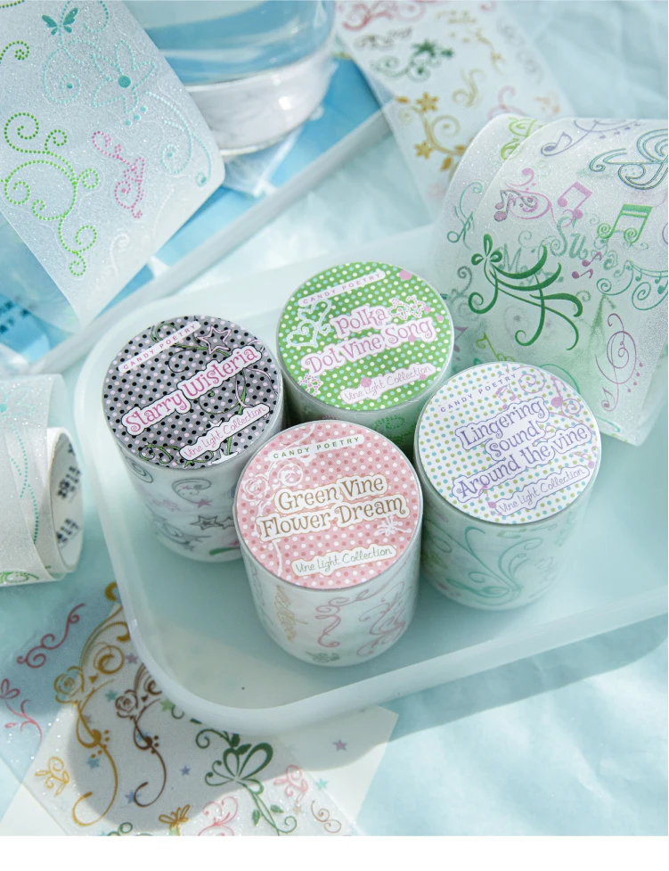 50 mm * 1,5 m, Lichtreflektierende Folie mit Weinranken-Motiv, Blumen- und Pflanzenmuster, zum Ausstanzen, für DIY-Tagebücher, Scrapbooks, ästhetische Schreibwaren. – Detail 5