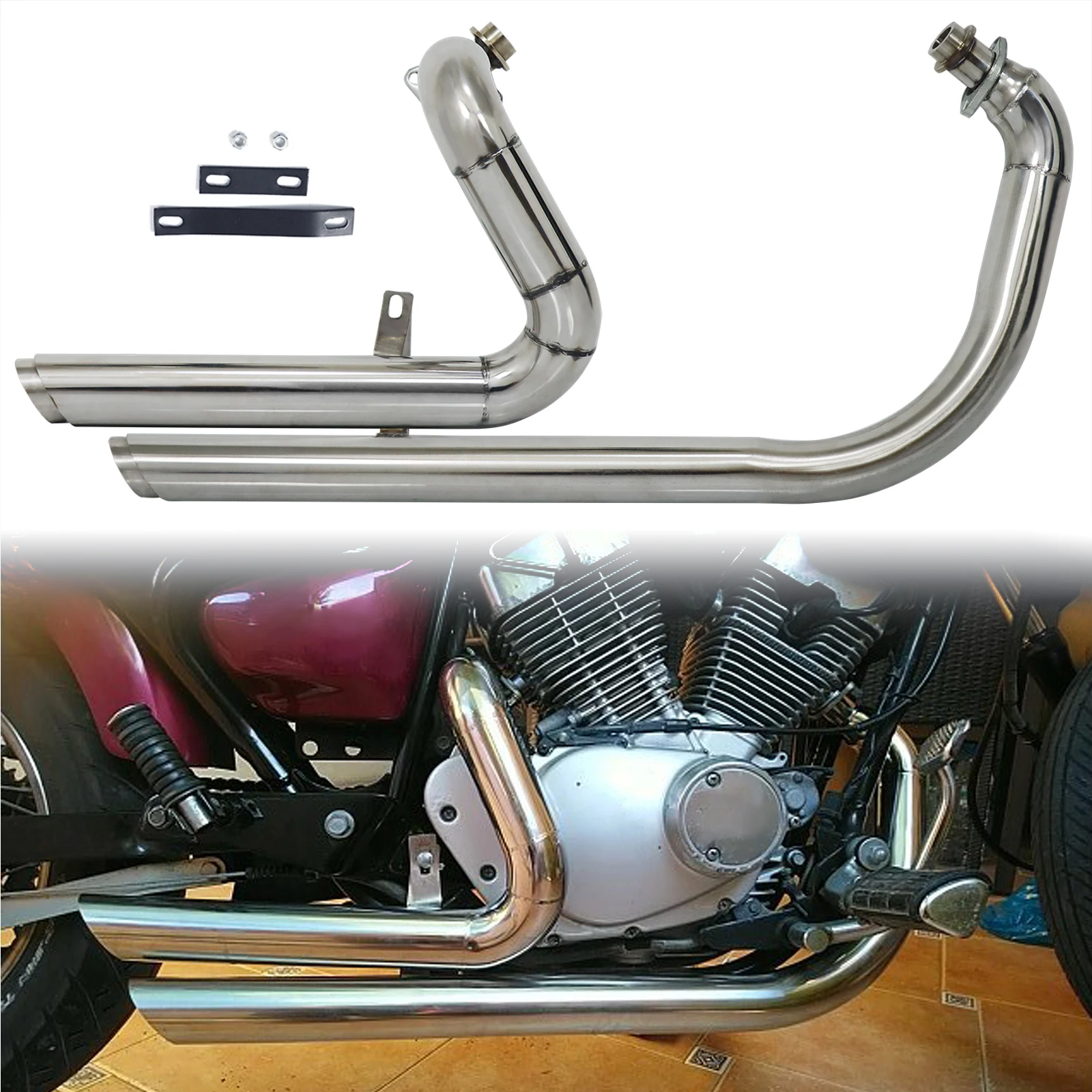 

For Yamaha Virago 250 XV250 1995-2007 VSTAR 250 2008-2023 XV125 1995-2021 Motorcycle Exhaust System Pipe Muffler XV 125