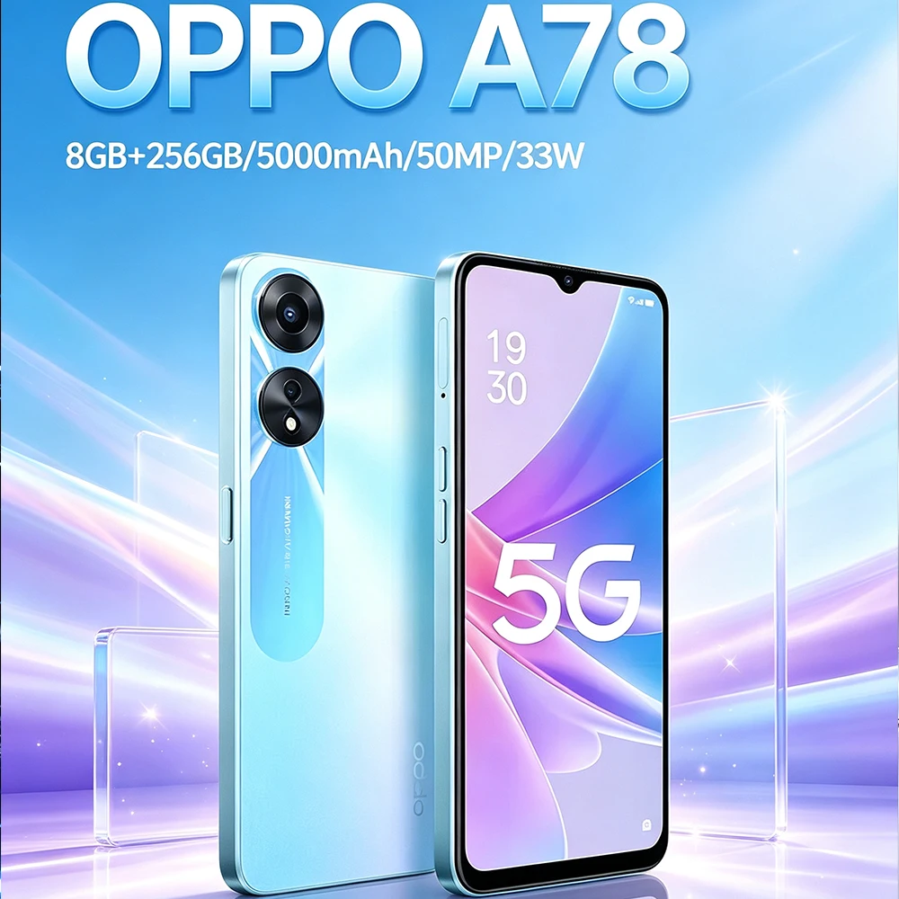 Fashionable Brand New Original OPPO A78 Full Netcom Smart Phone Android System 8GB+256GB/5000mAhc Long Battery Life Mobile Phone