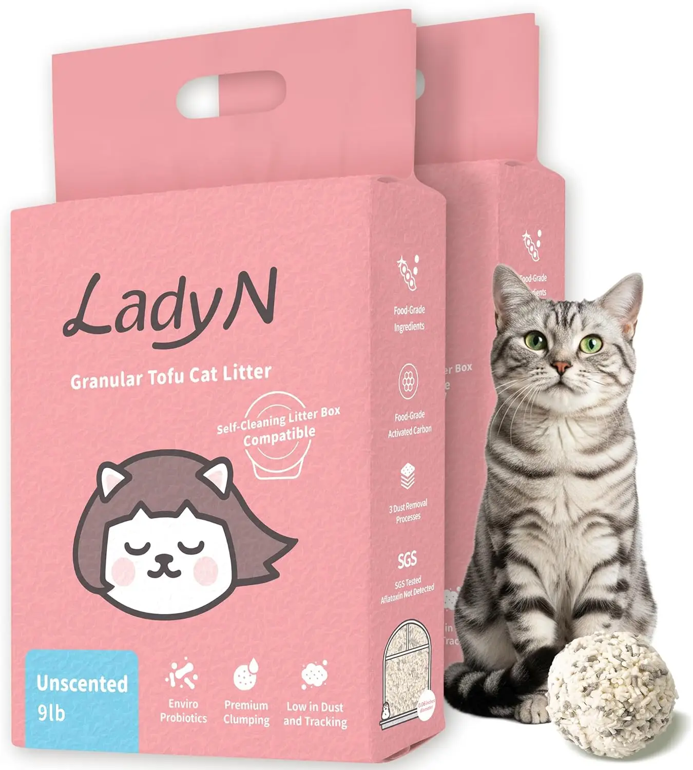 

Tofu Cat Litter Mini-Pellets for Automatic Self-Cleaning Boxes, Strong Clumping, Low Dust, Odor Control 18lb