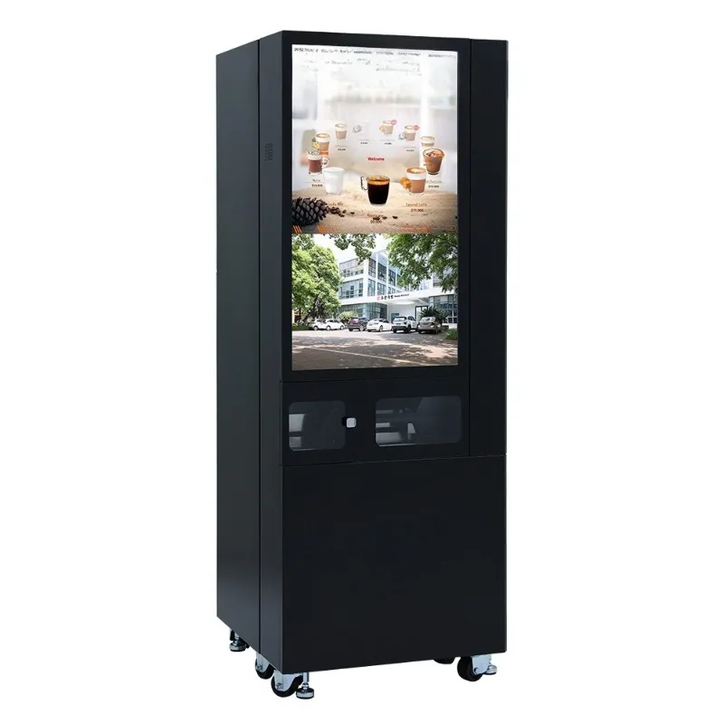 Commercial automatic freshly ground coffee vending machine 43 inches high definition screen, built-in ice machine