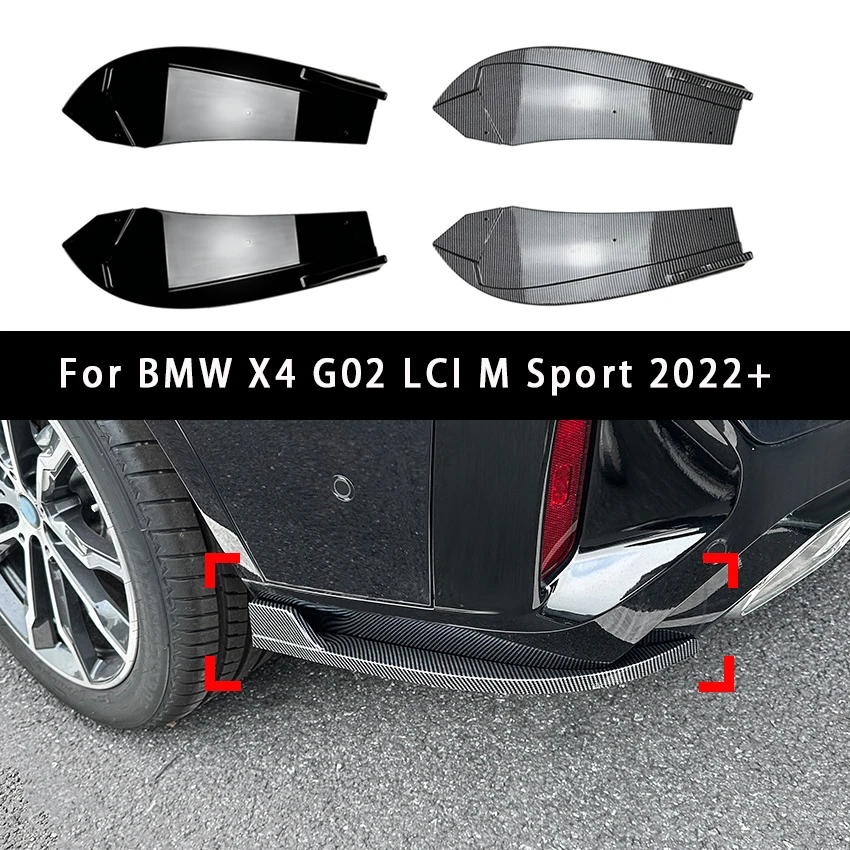 

2PCS Carbon Fiber Car Rear Bumper Lip Diffuser Side Spoiler Air Vent Canard Splitter Accessory For BMW X4 G02 LCI M Sport 2022+
