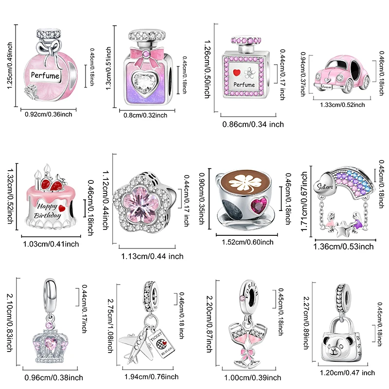 925 Sterling Silver Pink Crown Perfume Charms Beads Fit Diy Bracelet Necklace Making Gift Of High Quality Jewelry For Womens