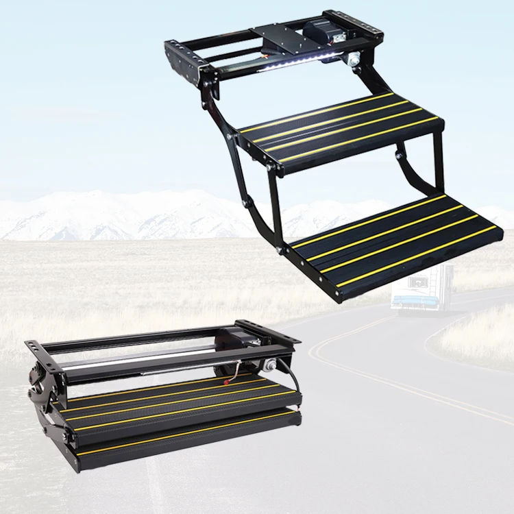 

Motorhome Accessories Electric Folded Steps Double Aluminum Stairs For Camper Van Auto Steps