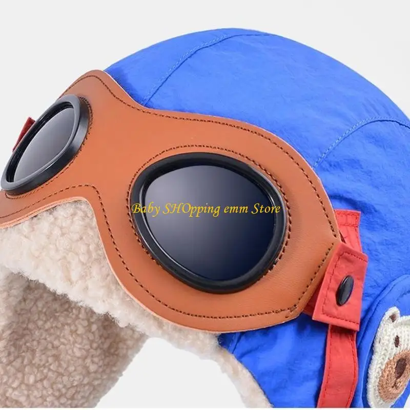 

23GD Lovely Unisex Baby Hat With Glasses Warm Ear Flaps Lei Feng Hat Cold Winter Head Accessory