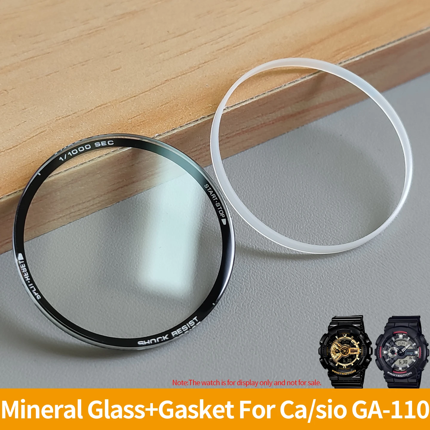 Dichtung aus Mineralglas für Ca/sio GA-110, transparente goldene/weiße Schriftzeichen, Ersatzteile für die Kristalloberfläche der Uhr – Detail 8