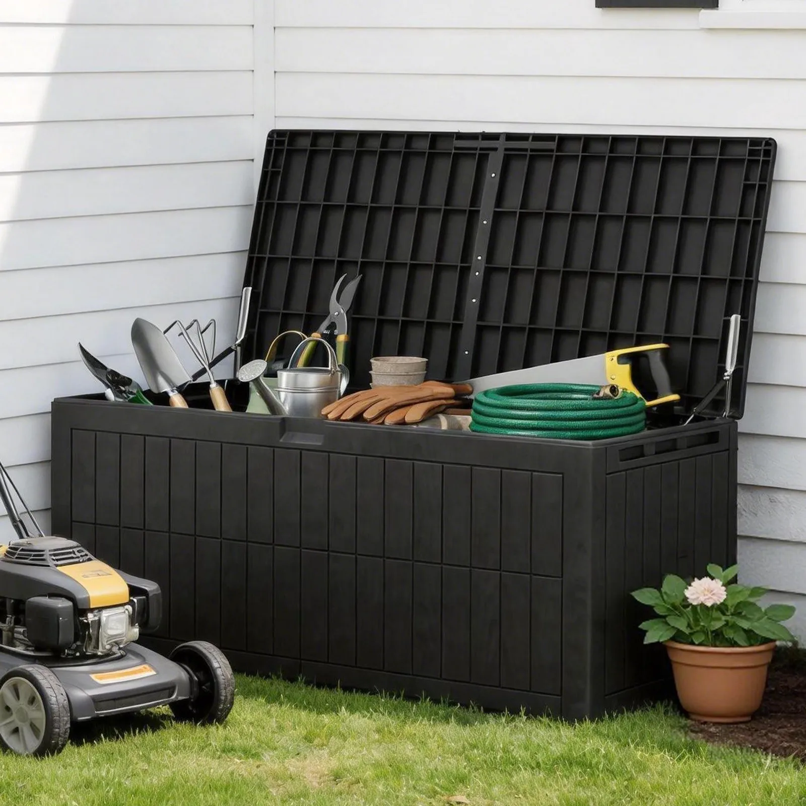 220 Gallon Outdoor Storage Box WaterProof Deck Box for Patio Garden Furniture