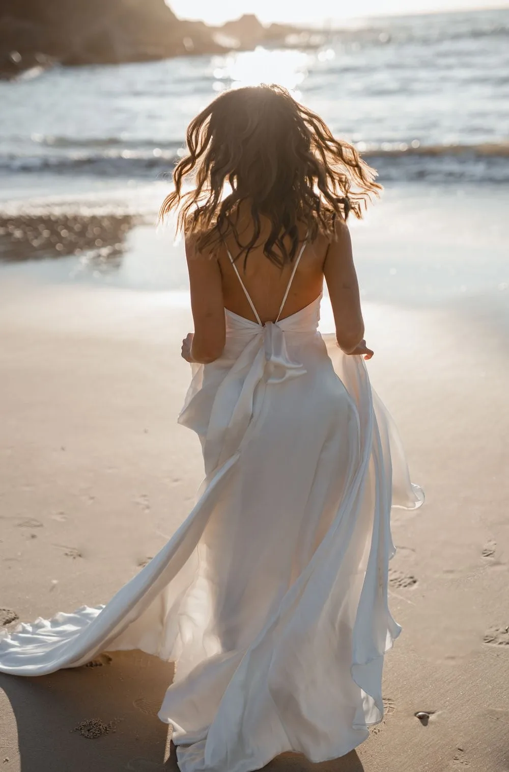 Beach Wedding Dress 2025 Spaghetti Straps Backless Silk A-Line Boho Bridal Gowns Vestidos de Novia Bohemio Customized