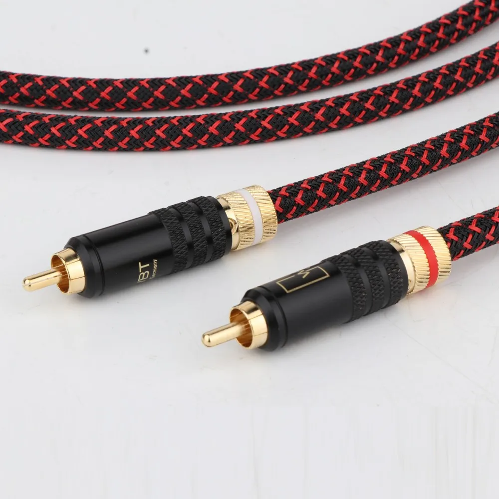 

New Pair Hifi audio 5N OFC RCA Audio interconnct cable hi-end RCA to RCA extension cable with gold plated RCA connector plug