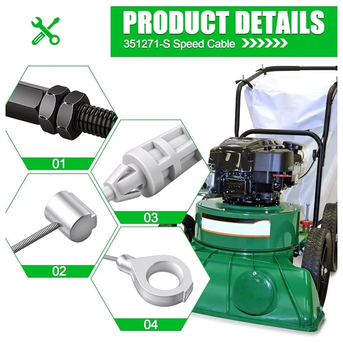 351271-S Speed Control Left Cable Replacement for Goat OS900SPH OS901SPH Series Self-Propelled Overseeders