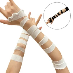 Vendajes Retro mangas de brazo para niña, cubierta de brazo para fiesta, guantes de Cosplay de Lolita, moda coreana, vestido de manga larga, guantes sin dedos Y2K