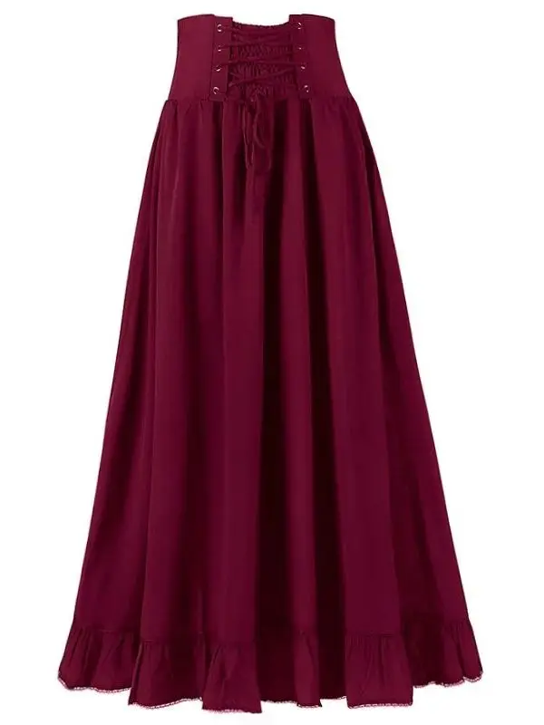 

Юбка А-силуэта с высокой талией, на пуговицах, однотонная, длинная, в европейском стиле, из полиэстера, для повседневной носки, без разреза, с декоративной строчкой