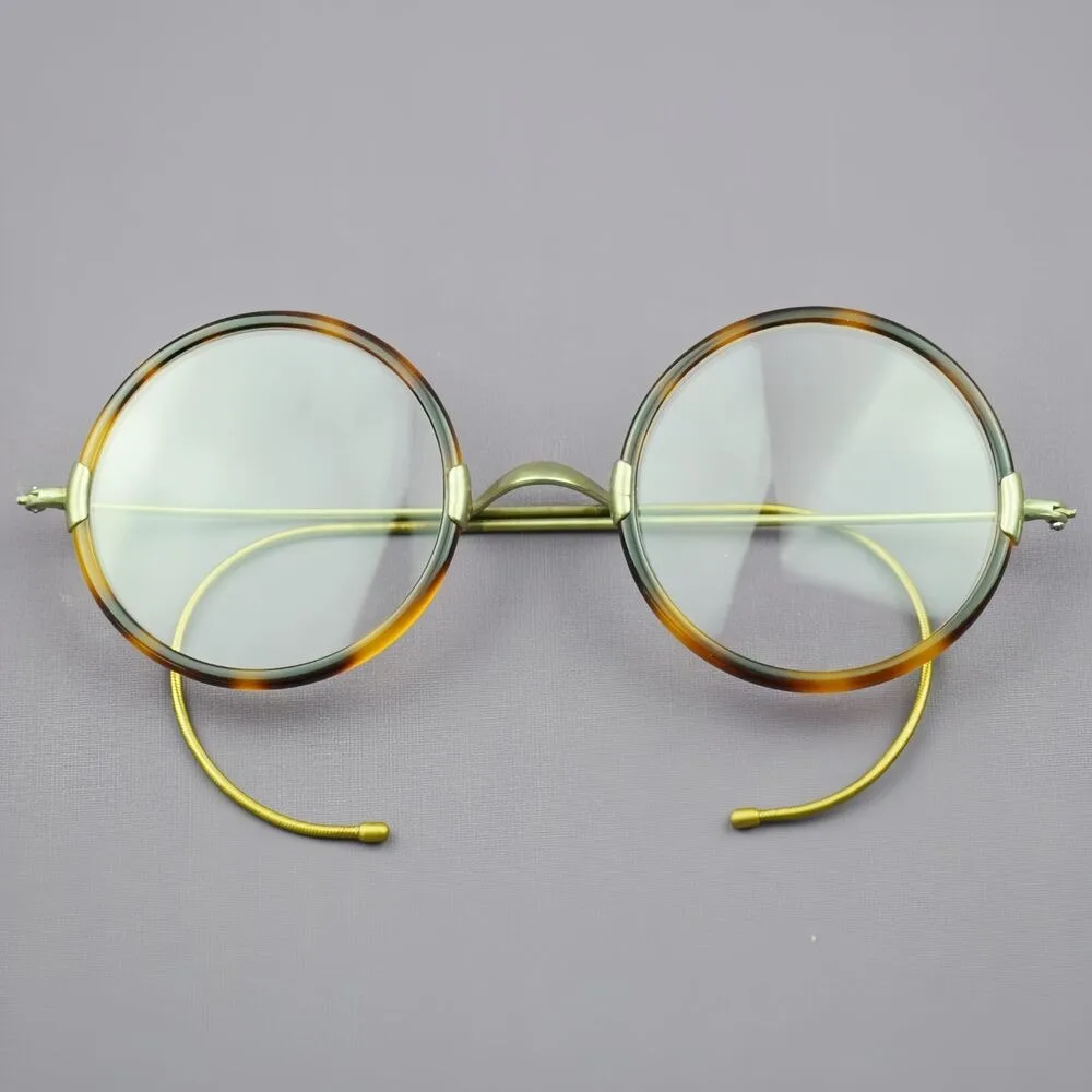 BETSION Circular Retro Acetate Fiber Metal Retro Antique Steel Wire Eyeframe