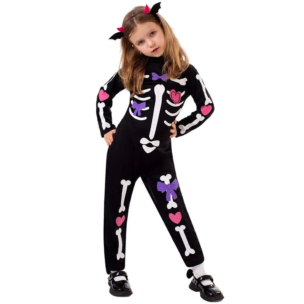 

Kids Scary Skeleton Zombie Jumpsuit Girls Onesie Ghost Halloween Costume Child Carnival Party Cosplay Purim Fancy Dress