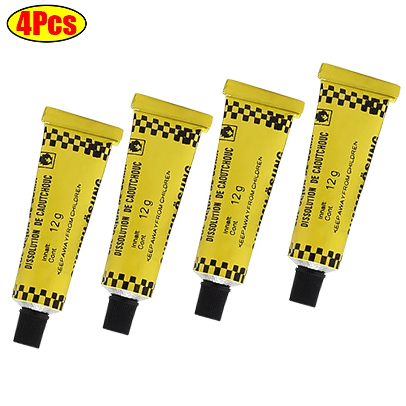 4Pcs Motorcycle Bicycle Tire Repairing Glue Portable Scooter Inner Tube Puncture Strong Tyre Repair Glue 12g Tyre Repairing tool