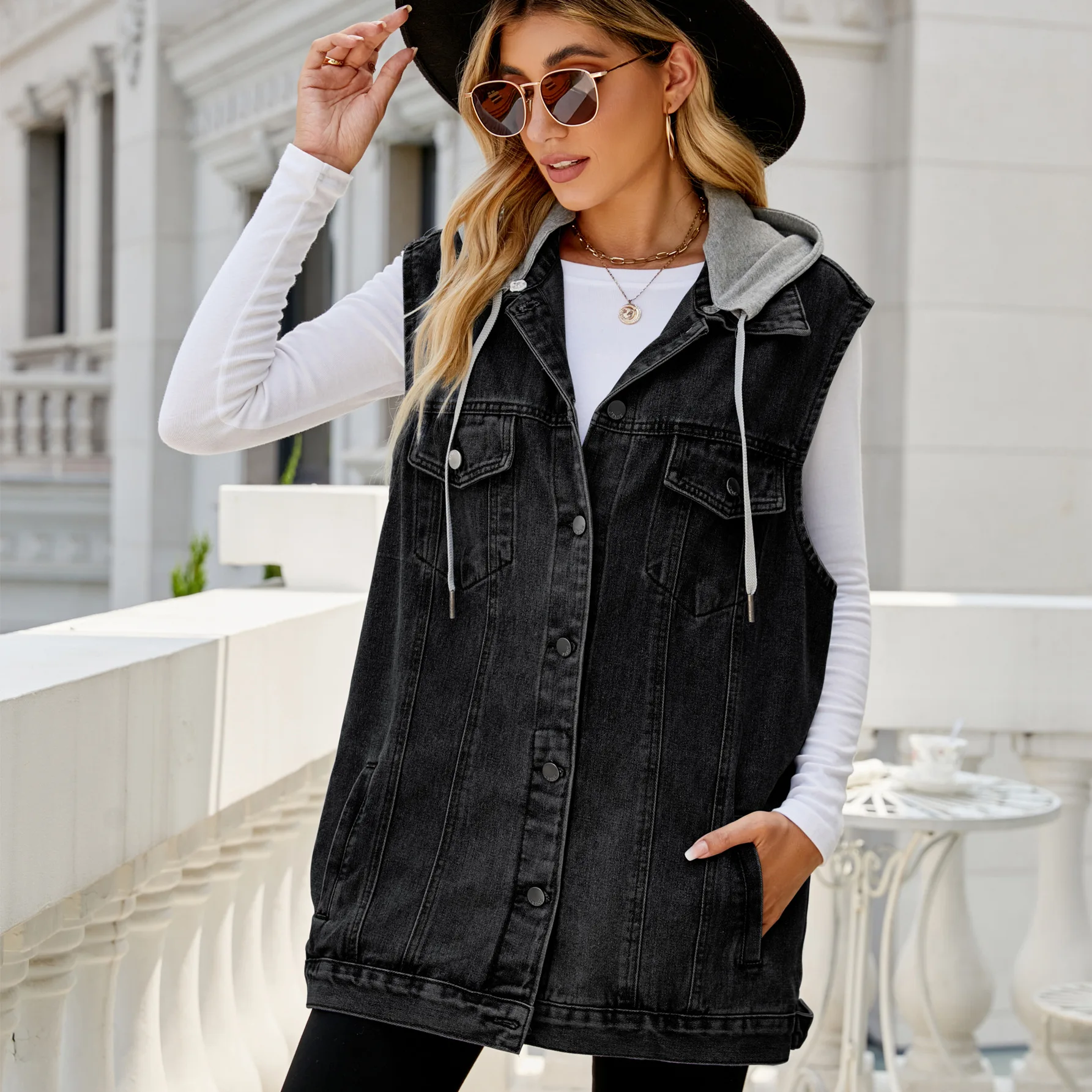 2024 Nieuwe Herfst Retro Denim Vest Jack Losse Casual Dames Trendy Vest Jassen Voor Dames