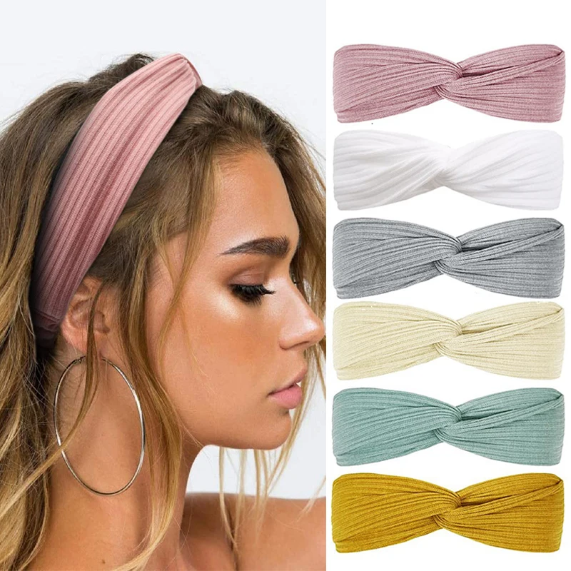 4Pcs Headbands for Women Twist Knotted Boho Stretchy Hair Bands for Girls Cross Turban Hairband Women Hair Accessories Headwear