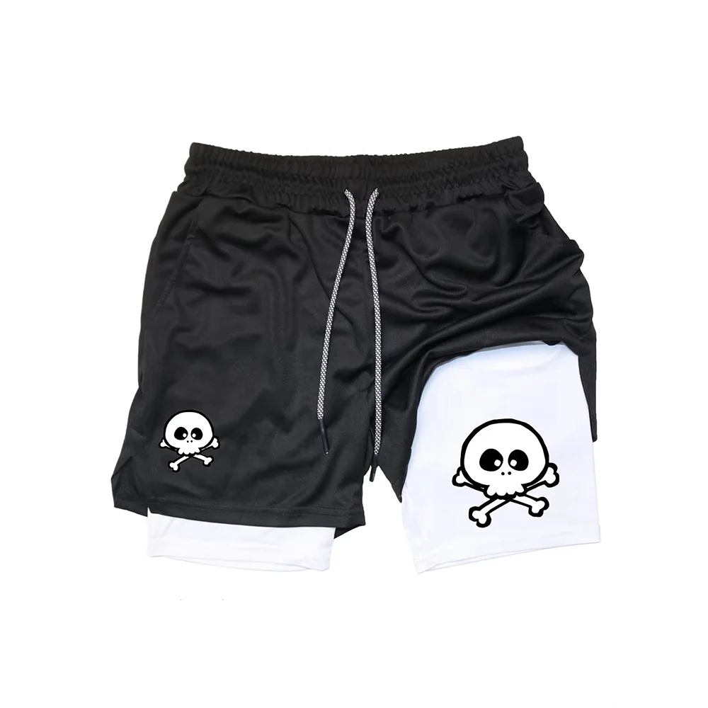 Men's Printed 2-in-1 Running Shorts, Quick-Dry & Breathable for Gym Workouts, Outdoor Casual Activewear RL10069