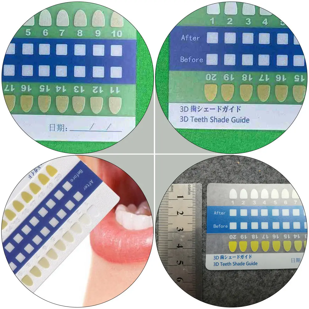 

40pcs PVC Teeth Whitening Shade Guide Color Chart Cards Oral Supplies Home Use Durability Practical Material Tooth Shades