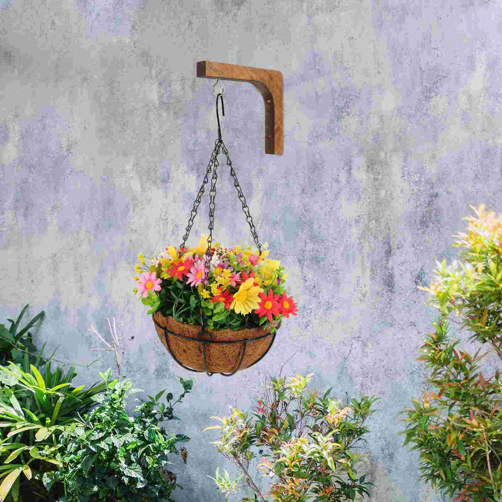 شماعة نباتية خشبية جدار السنانير رف النبات خطاف متعدد الأغراض تخزين المنزل رفوف معلقة حامل النبات الداخلي ديكور بوهو #2