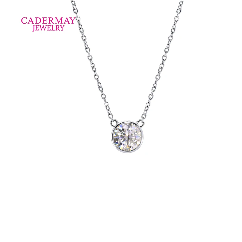 In Stock 1ct D VVS1 Bubble Moissanite Pendant Necklaces for Women Bear Shape Bezel Setting Diamond 925 Sterling Silver Jewelry