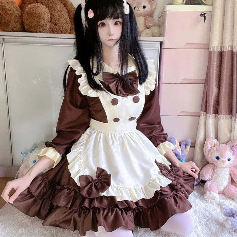 Femme de chambre japonaise Lolita élémentaire carnaval Cosplay Sexy mignon Caf É Costume tablier rose charmante robe Manga exposition Performance