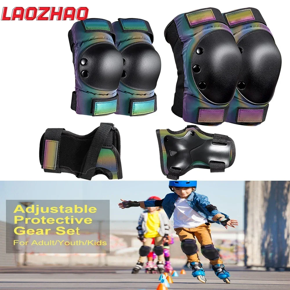 6PCS Adult/Kids/Youth Knee Elbow Pads,Womens Skate Protective Gear Set 3 in 1 Knee&Elbow Pads Wrist Guards for Skateboard Sports