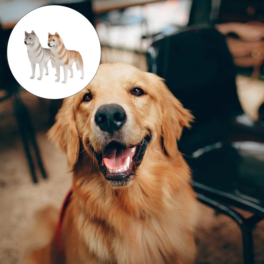 

2Pcs High Detail Dog Sculpture Desktop Ornament for Kids Education Animal Knowledge Building Home Office Decor Stimulates