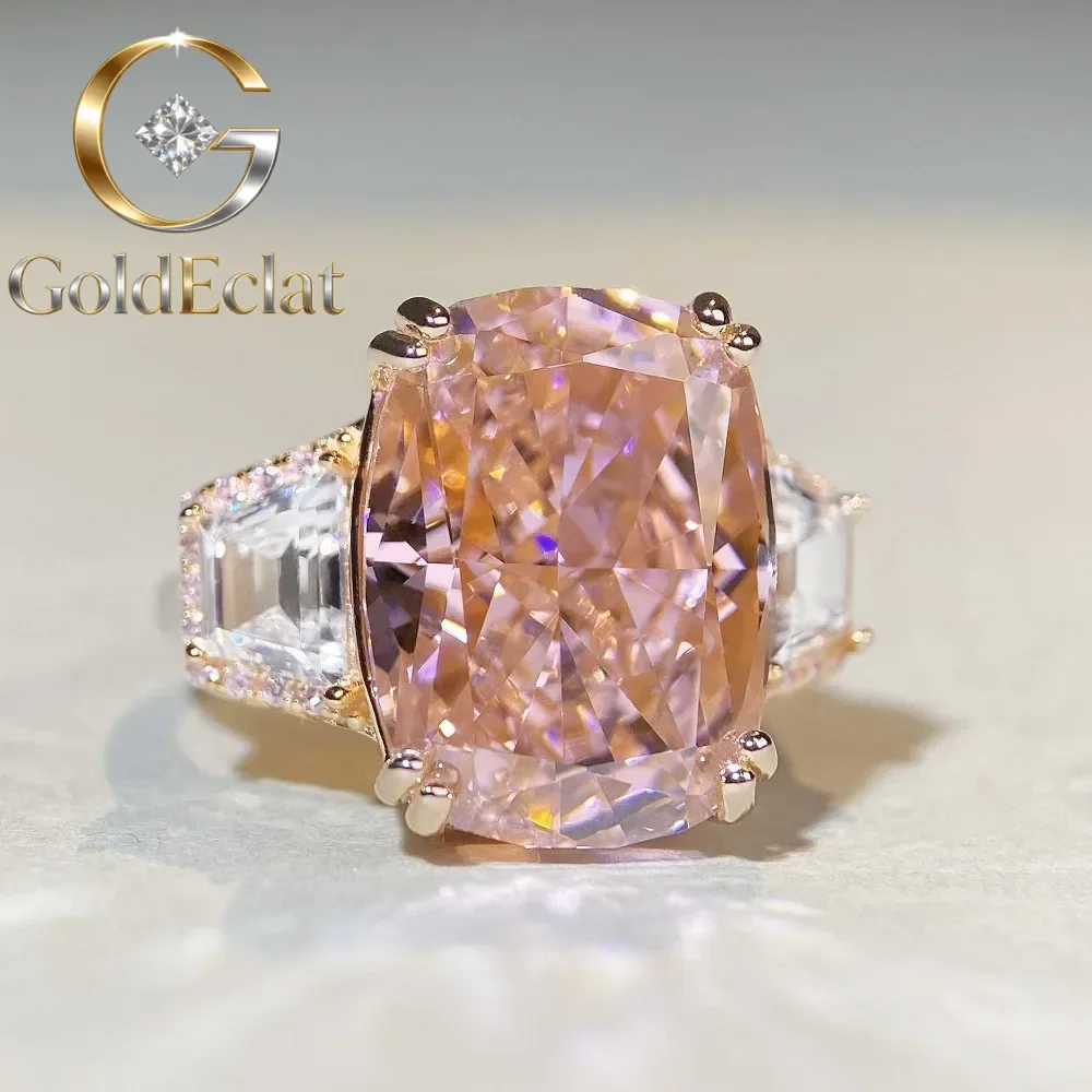 

GoldEclat PT950 Platinum White Gold Women's Jewelry - Exquisite Pink Heart Diamond Ring