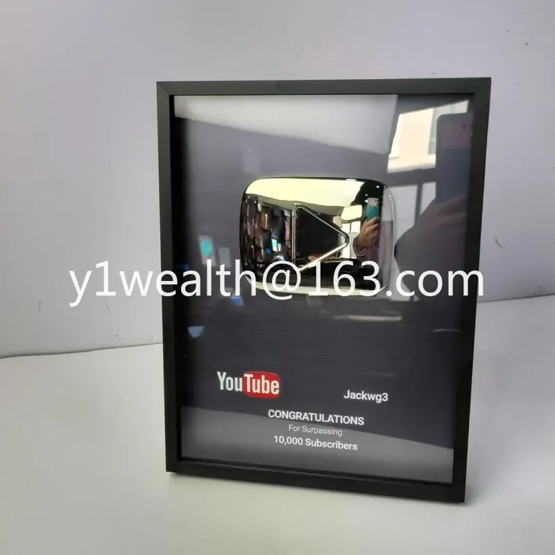Custom Metal Plaque Medal for YouTube & Bilibili Play Button Logo Award Gold Custom logo Metal Crafts