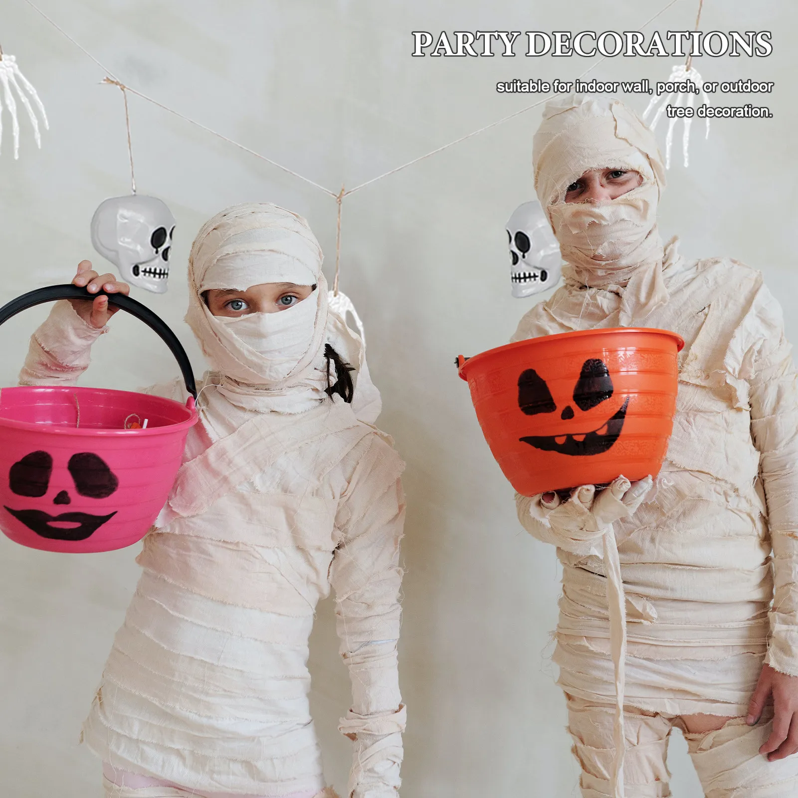 Creepy Halloween Wall Decor with Interconnected Skulls and Hand Bones for Haunted Houses Escape Rooms Outdoor Indoor