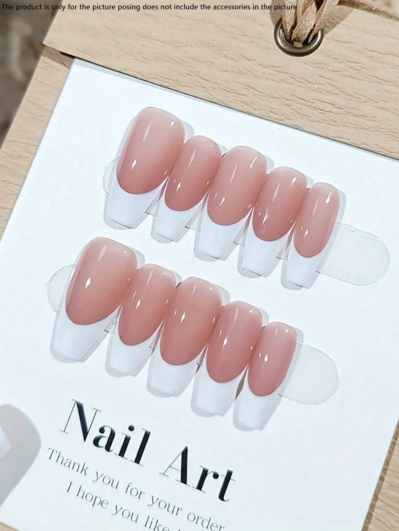10pcs 수공 화이트 프렌치 팁 가짜 손톱 라이트 핑크 프레스 손톱 광택 전체 커버 거짓 손톱 여성과 소녀 착용 French Nils,Clean Nails,Fake nails