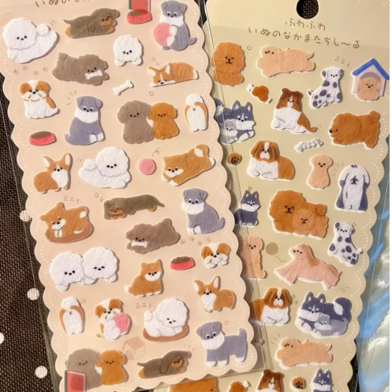 3D Felt Pet Stickers Cute Japanese Style Cat Dog Handmade Kawaii Decor Stickers for Kids Phone Case Gift Journal Scrapbooking