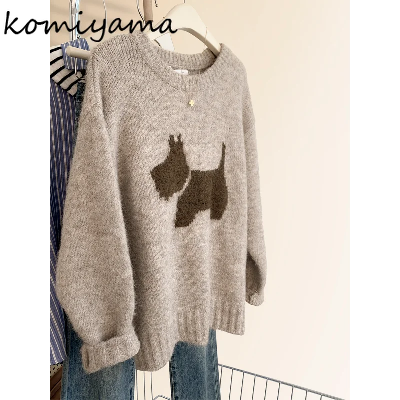

Милый мультяшный свитер Ropa De Muje с круглым вырезом и длинными рукавами, осень 2021, новая одежда, женская плотная вязка, свободные пуловеры Femmes