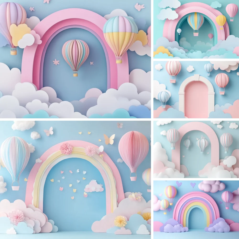 

Baby Shower Backdrops for Photography Newborn Boy Girl 1st Birthday Balloon Party Decor Background Kids Photo Photographic Prop