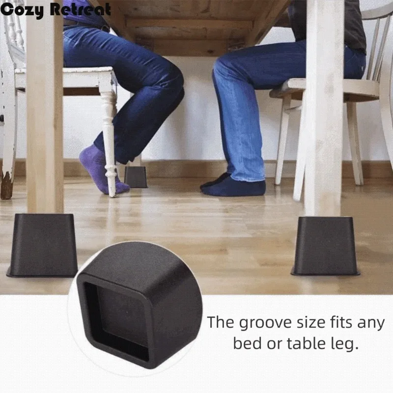 

4Pcs Heavy Duty Furniture Leg Risers Shock-Absorbing Stackable Table Lifters Non-slip Adjustable Height Sofa Height Enhancers
