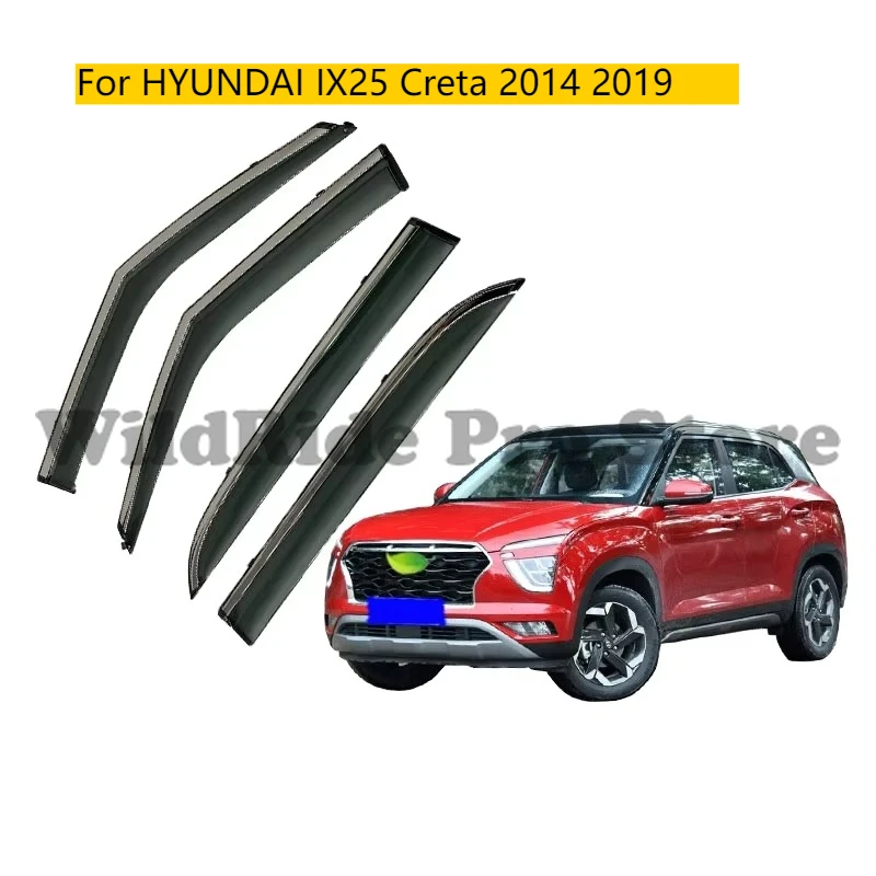 

Car Wind Deflectors for HYUNDAI IX25 Creta 2014 2019 WINDOW VISOR PC MATERIAL Injection with Stainless Steel