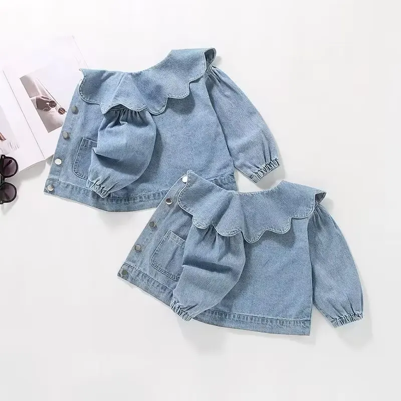 Spring Autumn Kids Denim Jackets for Girls Baby  Korea Coats Fashion Child Kids Outwear Jeans Jackets2 4 6 7 Year 2023 New Jean