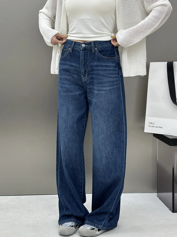 

Женские джинсы с широкими штанинами для похудения, с высокой талией, из хлопка, мягкой текстуры, повседневные, свободного кроя, длинные брюки