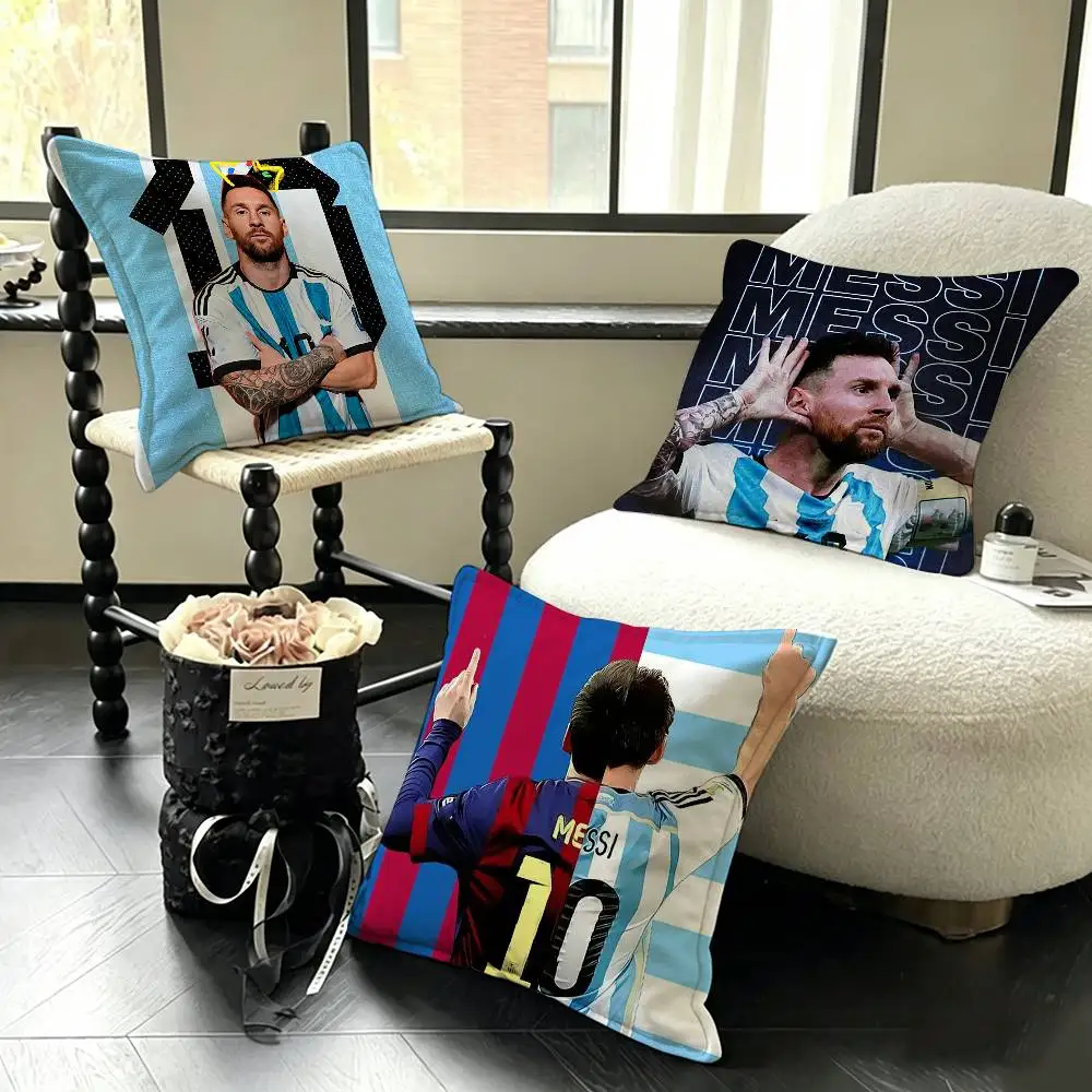 Futbol GOAT M-Messi-S  Various Sizes Square Pillow Case For Car Home Bedchamber Decor