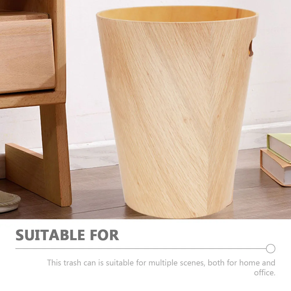 

Japanese Style Wooden Storage Bucket Creative Trash Can Large Capacity Removable Easy Clean Desktop Garbage Bin Home Office Use