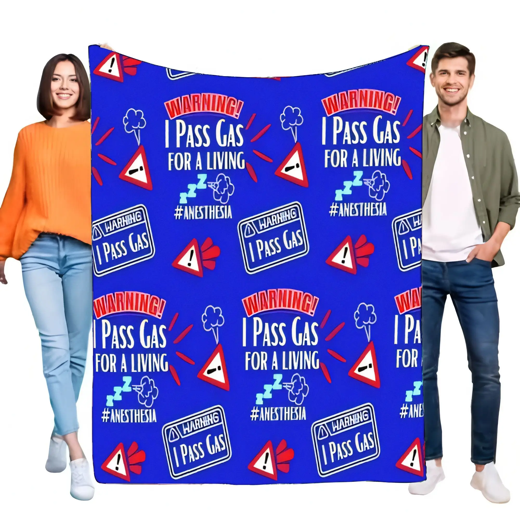 Warning I Pass Gas Blanket Cozy Soft Throw for Living Room or Bedroom Fun Gift for Anesthesiology Professionals or Humor Lovers,