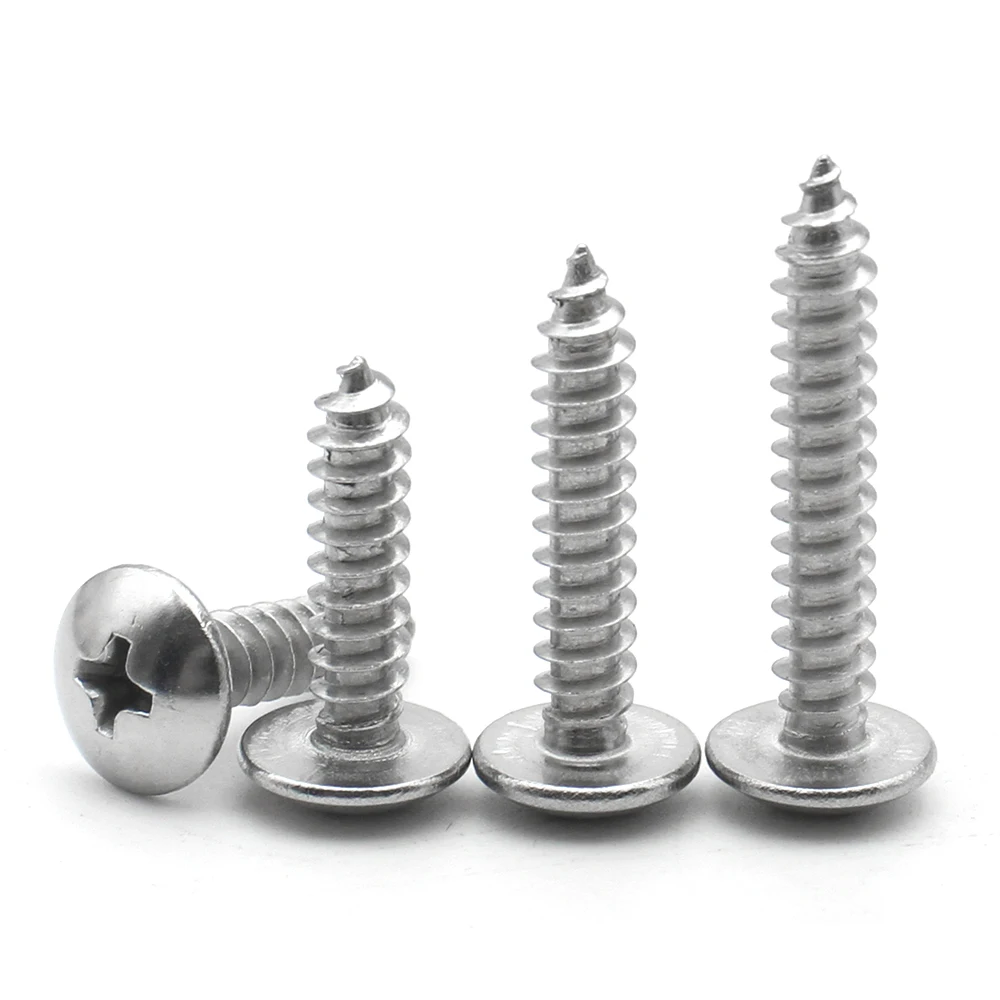 50-10pcs M3 M3.5 M4 M5 M6 304 Stainless Steel Phillips Mushroom Head Wood Screw Cross Recessed Truss Head Self-tapping Screw