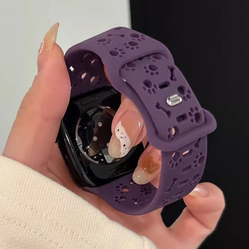الكلب باو سيليكون حزام ل سوار ساعة يد آبل 46 مللي متر 44 40mm41 45 مللي متر 42 مللي متر 49 مللي متر كوريا سوار iWatch سلسلة الترا 2/10/9/8/7/6/5/4/3