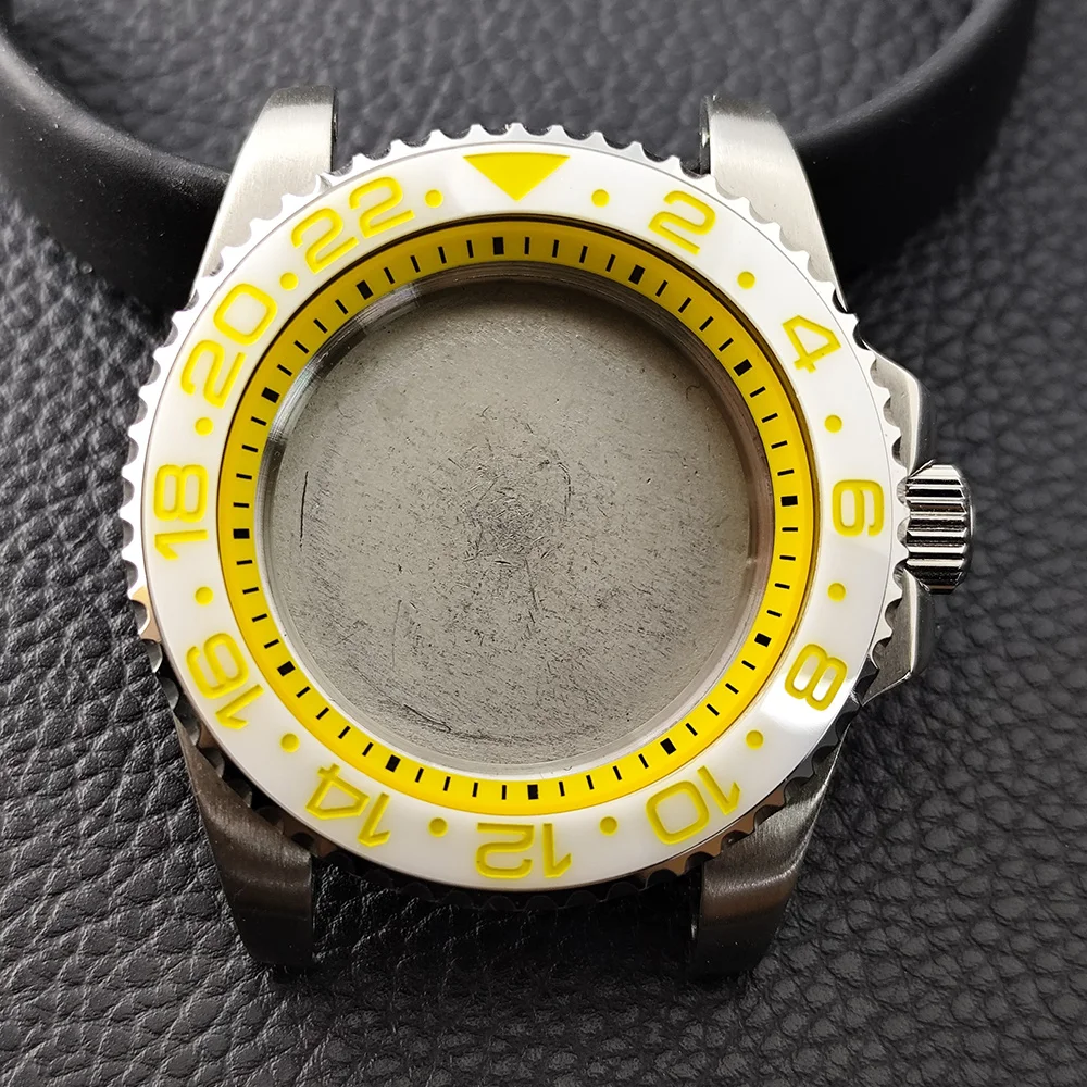 NH35 High-quality 40.5mm Silvery GMT Have Chapter Ring Steel Case Fit NH34 NH35 NH36 Movement Sapphire Glass Watch Box image 3