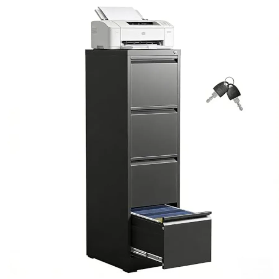4 Drawer File Cabinet with Lock, Metal Filing Cabinets for Home Office