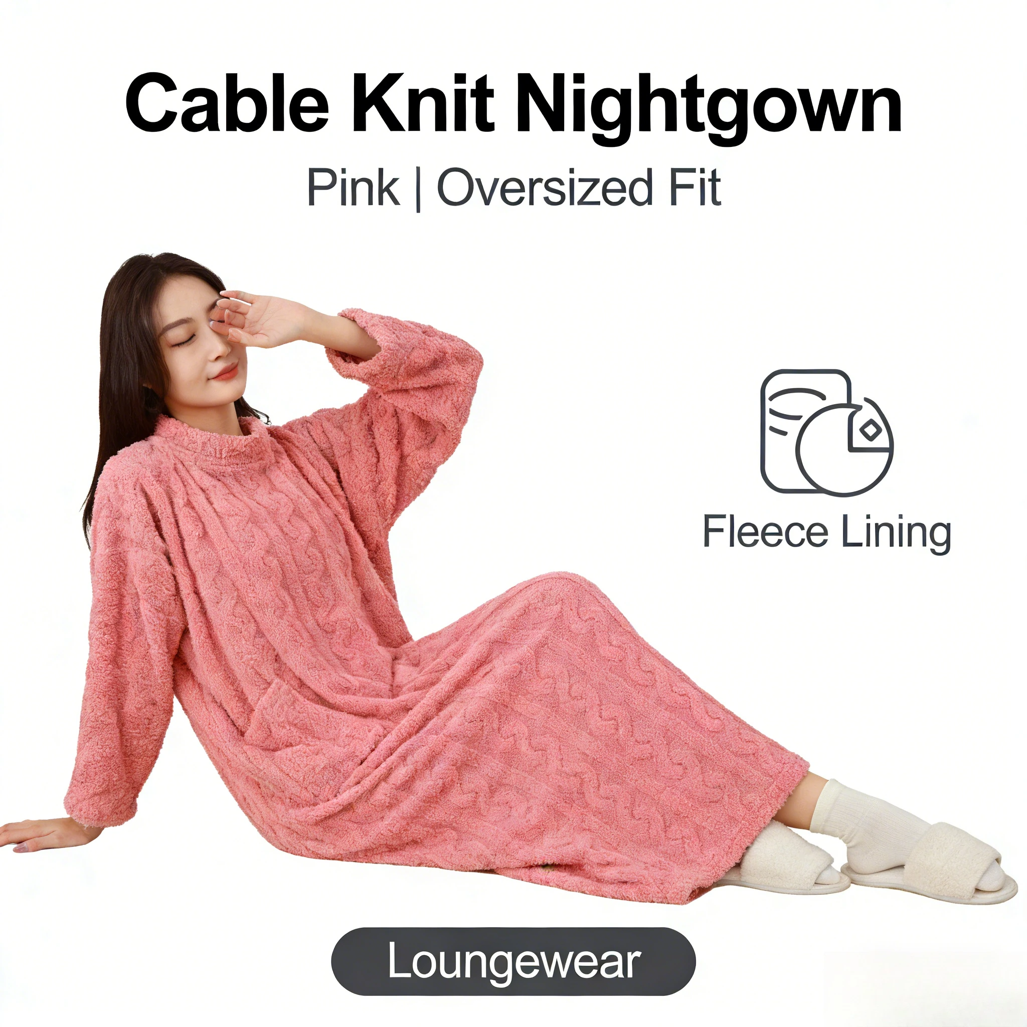 

2026 Новые длинные свободные теплые пижамы, женские зимние бархатные пижамы кораллового цвета с карманами — подходящие для отдыха и прогулок.