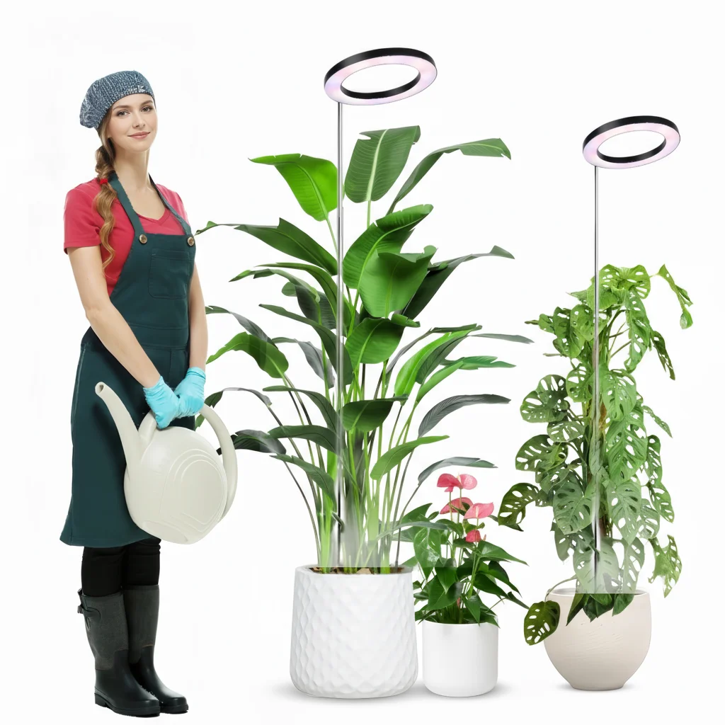 Full Spectrum LED Grow Light for Large Indoor Potted Plants, Height Adjustable with Auto On/Off Timer, 5V USB Grow Lamp 2 Pack