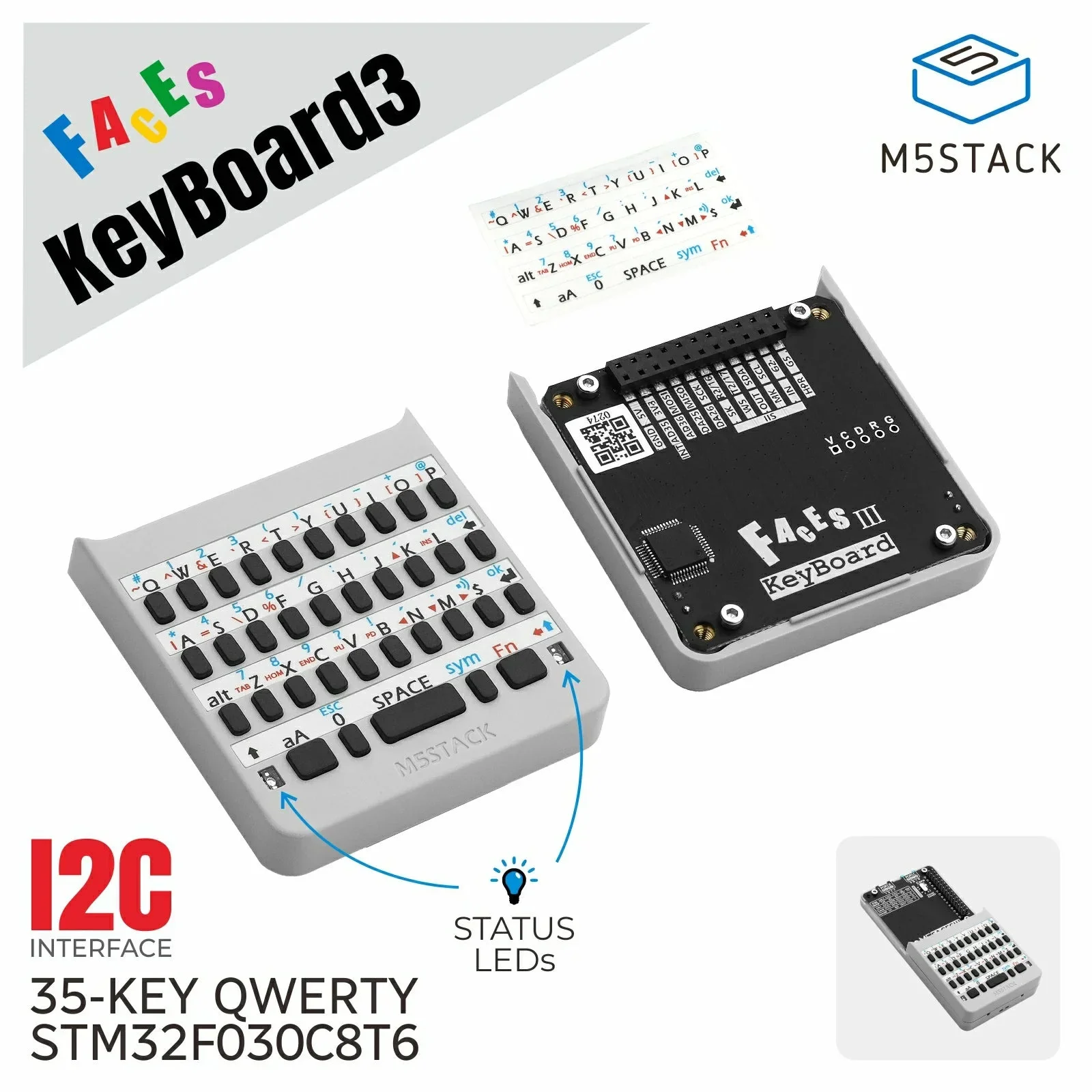 M5Stack Faces Keyboard Panel V3.0 I2C QWERTY Input Expansion Module for Faces Bottom DIY Development