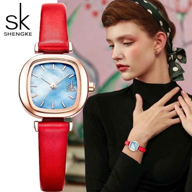 Shengke Fashion Women's Watches Original Design Square Ladies Quartz Wristwatches Elegant Woman's Best Gifts Clock for Female